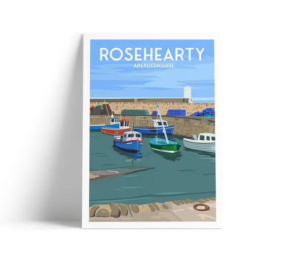 Rosehearty Travel Poster, Aberdeenshire Harbour