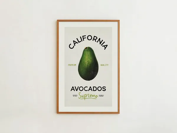 Farmhouse Avocado Print, Retro Kitchen Art