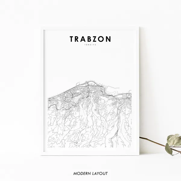 Trabzon Turkey Map Poster, City Street Art Print