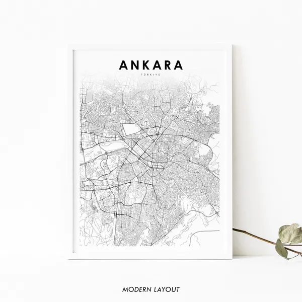 Ankara Turkey Map Print, Nursery Room Wall Art