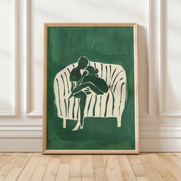 Abstract People Contemporary Minimalist Green Art Print