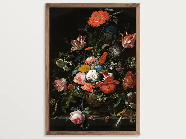 Moody Flower Still Life, Dark Academia Art Print