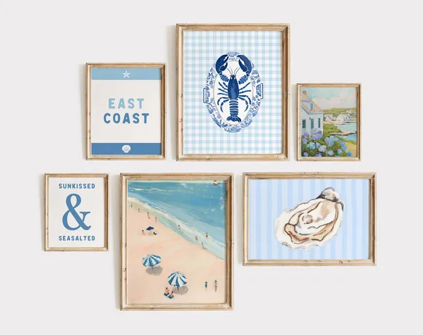 East Coast Coastal Set of 6 Beachy Art Print