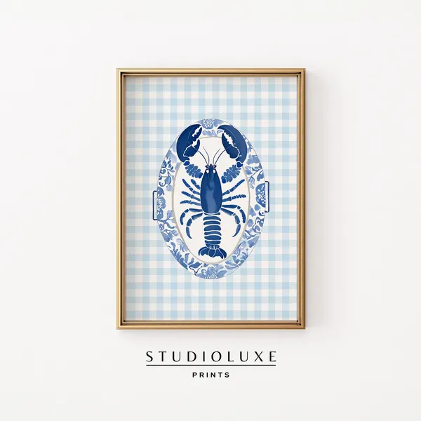 Lobster Chinoiserie Coastal Kitchen Art Print