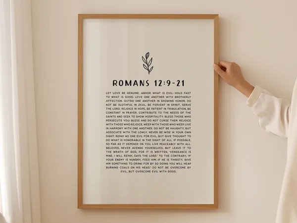 Romans 12:9-21 Bible Verse, Christian Living Art Print