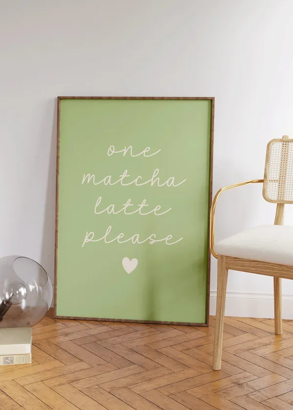 One Matcha Latte Please, Retro Tea Kitchen Art Print