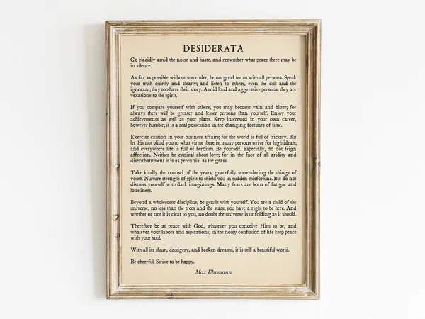 Desiderata by Max Ehrmann, Literary Quote Print