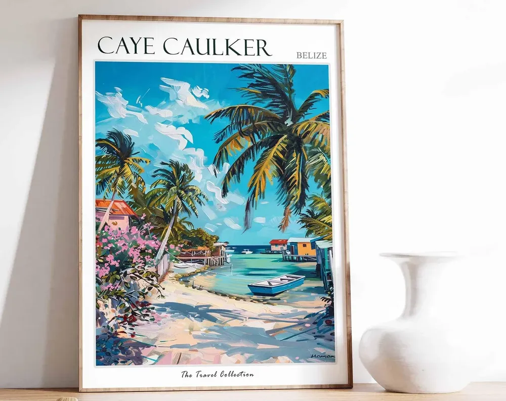 Caye Caulker Travel Poster, Belize Island Art Print