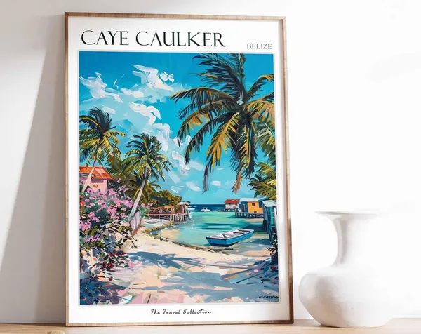 Caye Caulker Travel Poster, Belize Island Art Print
