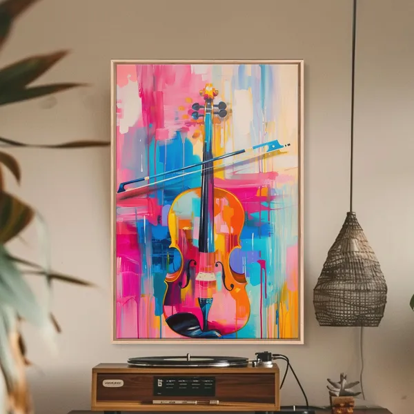 Violin Art Print, Vibrant Musical Living Room Decor