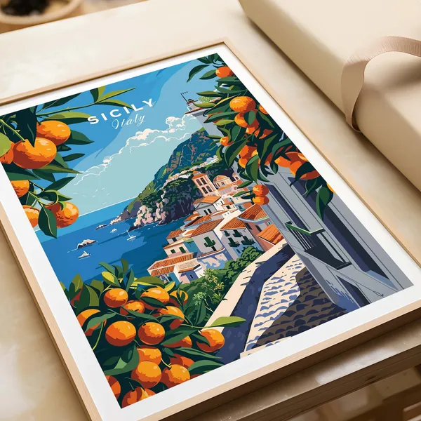 Sicily Travel Poster, Italy Travel Art Print