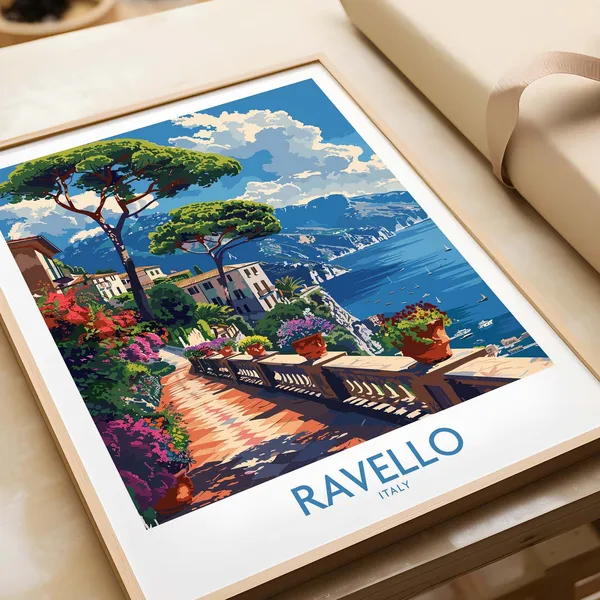 Ravello Travel Poster, Amalfi Coast Italy Print