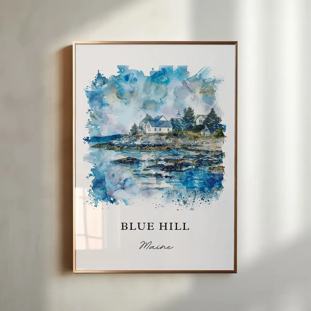 Blue Hill Maine Travel Poster, Hancock County Art