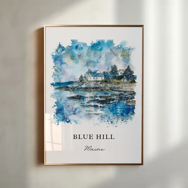 Blue Hill Maine Travel Poster, Hancock County Art