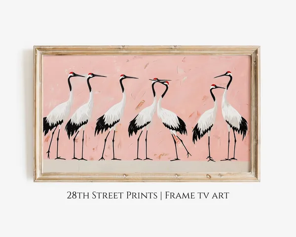 Crane Summer Art Print, Pink Seasonal Decor