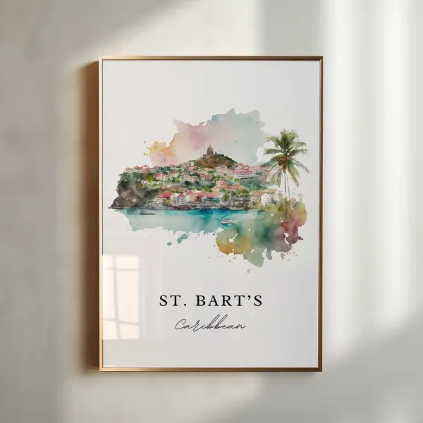 St Barts Caribbean Travel Poster, Custom Text