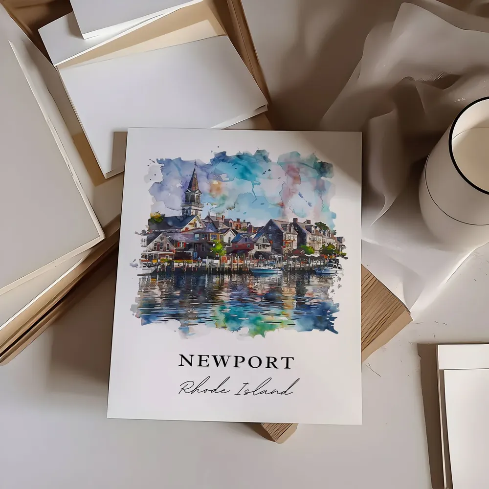 Newport Ri Watercolor Travel Poster, Aquidneck - Image 6