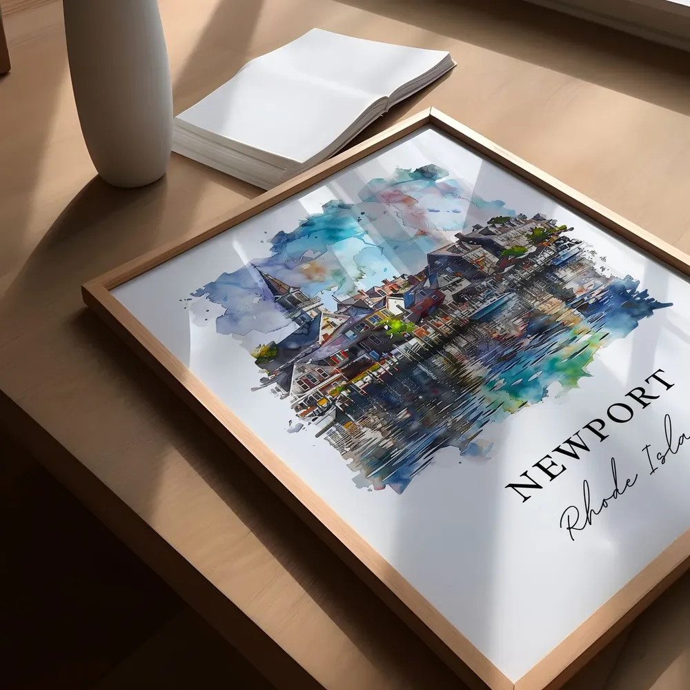 Newport Ri Watercolor Travel Poster, Aquidneck - Image 5