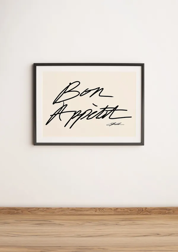 Bon Appetit Script, Mid-Century Kitchen Art Print