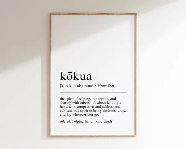 Kokua Definition Print, Hawaiian Minimalist Decor