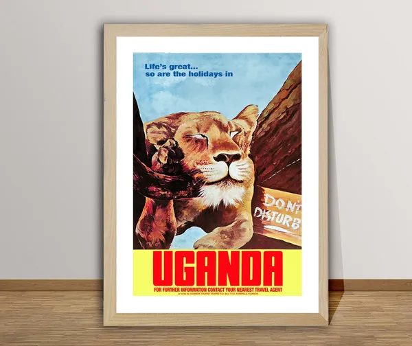Uganda Afrique Vintage Travel Poster, Retro Travel Poster