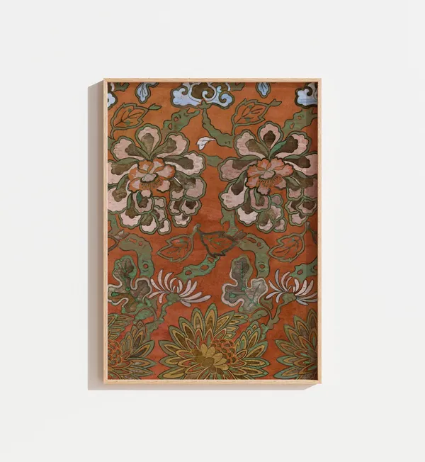 Vintage Floral Pattern Art Print, Warm Tones