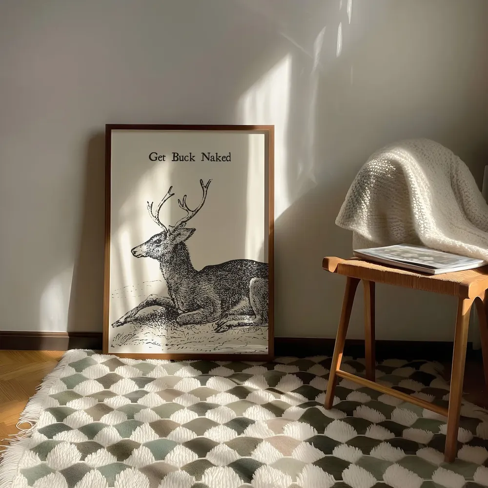 Vintage Retro Deer Bathroom Art Print - Image 3