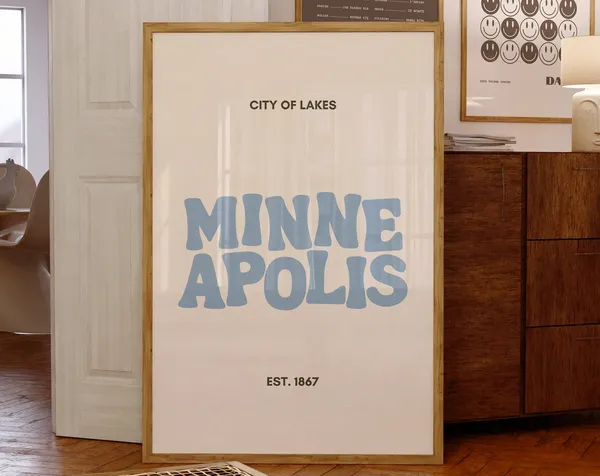 Minneapolis Typography Art Print, Twin Cities Decor