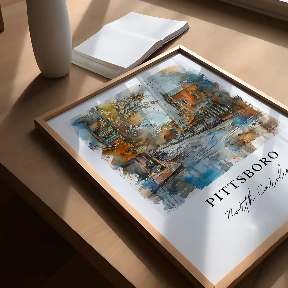 Pittsboro NC Watercolor Travel Poster, Chatham County - Image 5