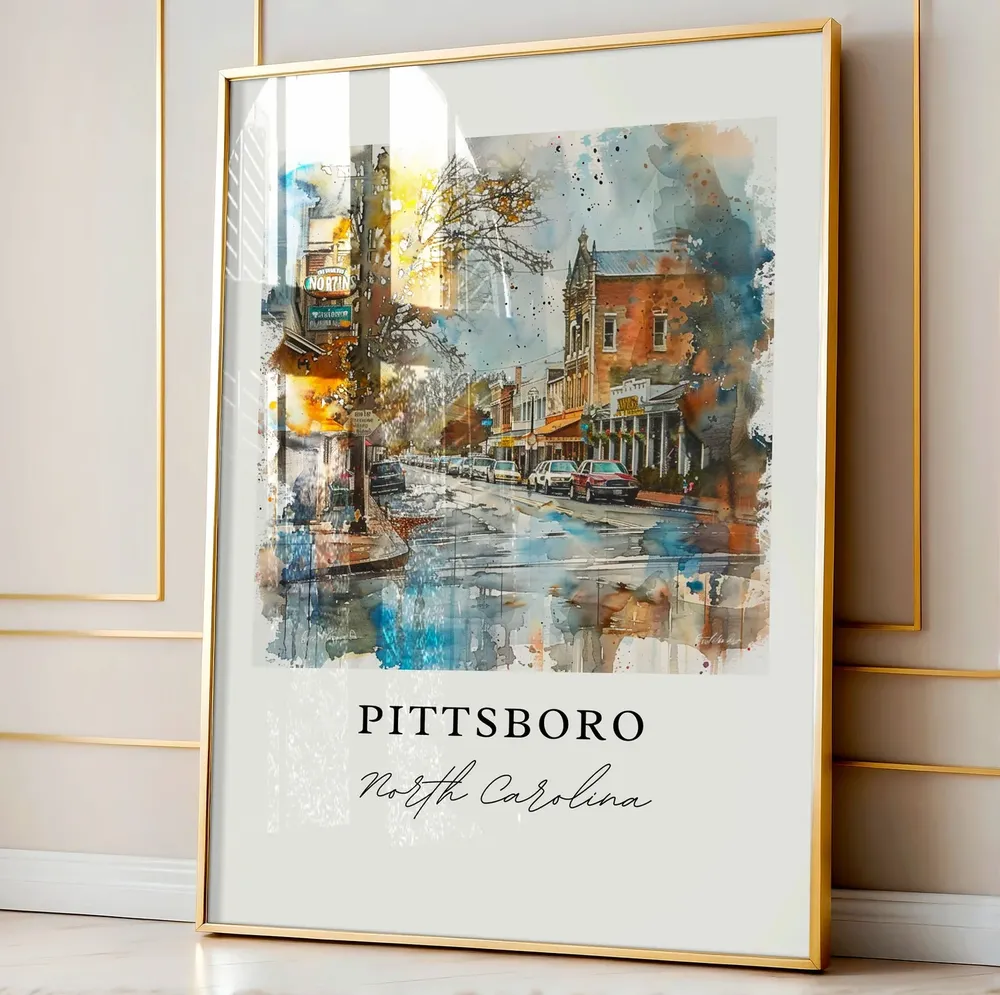 Pittsboro NC Watercolor Travel Poster, Chatham County - Image 4