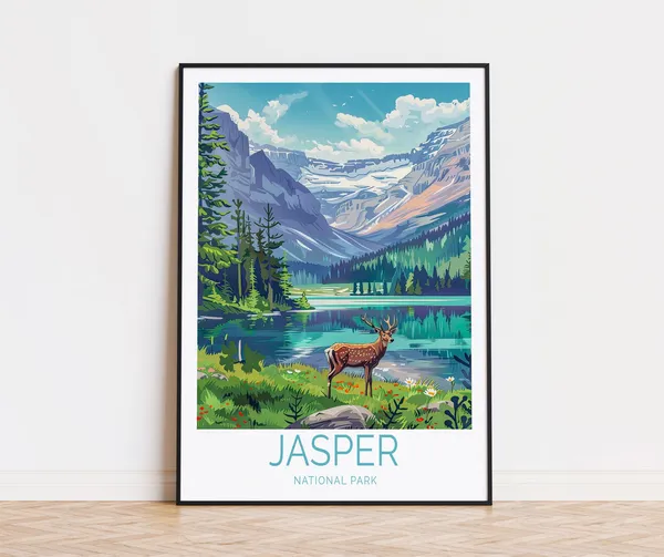 Jasper National Park Travel Poster, Canada Travel Print