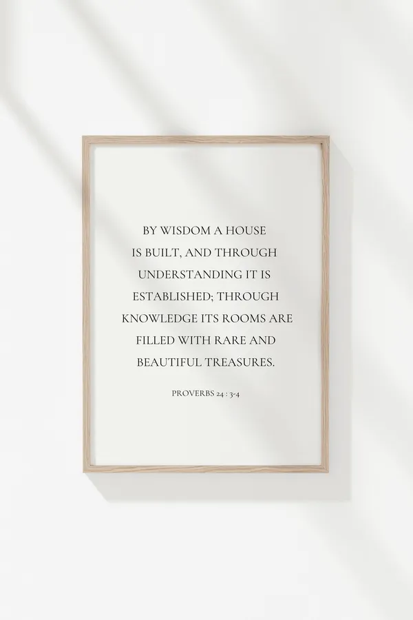 Proverbs 2:43-4 Christian Poster, Minimalist Art Print