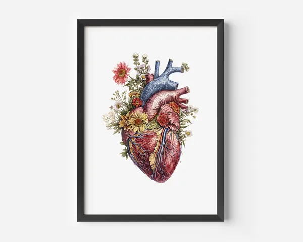 Heart Artwork Botanical Floral Illustration Retro Poster