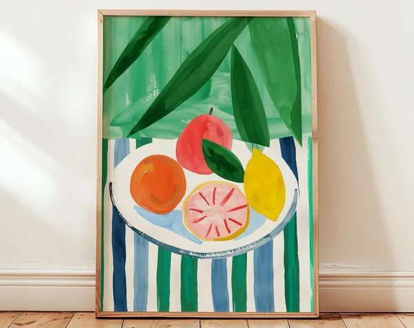 Abstract Fruit Bowl Art Print, Matisse Style