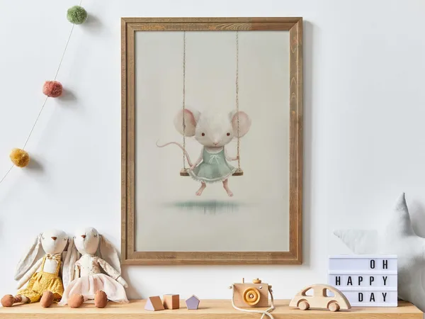 Cute Mouse Nursery Art, Whimsical Animal Print