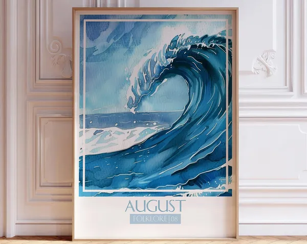 August Song Watercolor Poster, Soft Pastel Tones