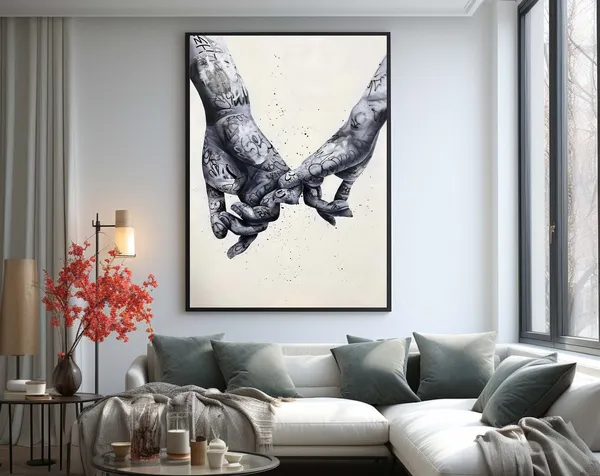 Modern Graffiti Urban Couple Holding Hands Art Print