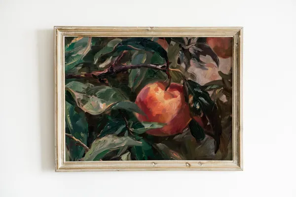 Moody Vintage Fruit Painting Peach Art Print