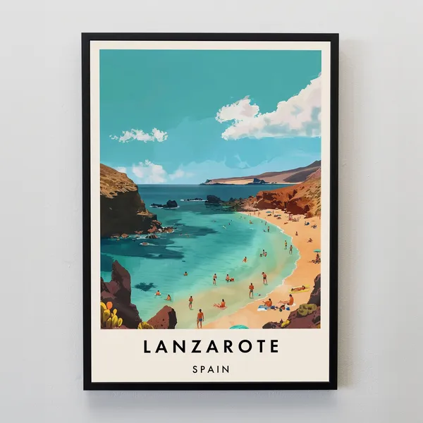 Lanzarote Travel Poster, Spain Place Print