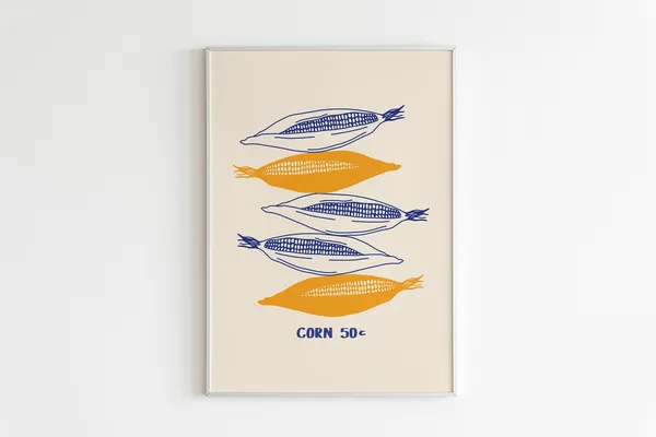 Corn Art Print, Kitchen Vegetable Poster
