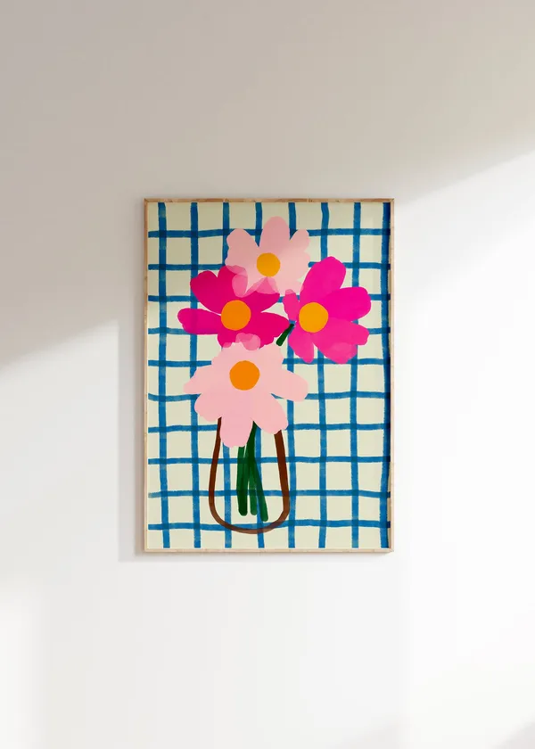 Flower Vase Poster, Danish Pastel Maximalist Decor