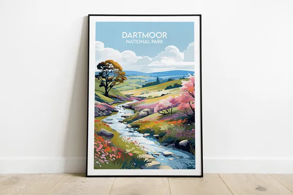 Dartmoor National Park Travel Poster, Devon England