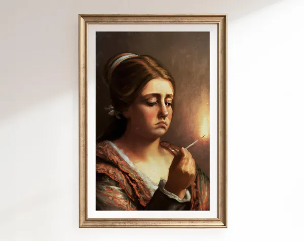 Woman Painting Bathroom Humor Art Print