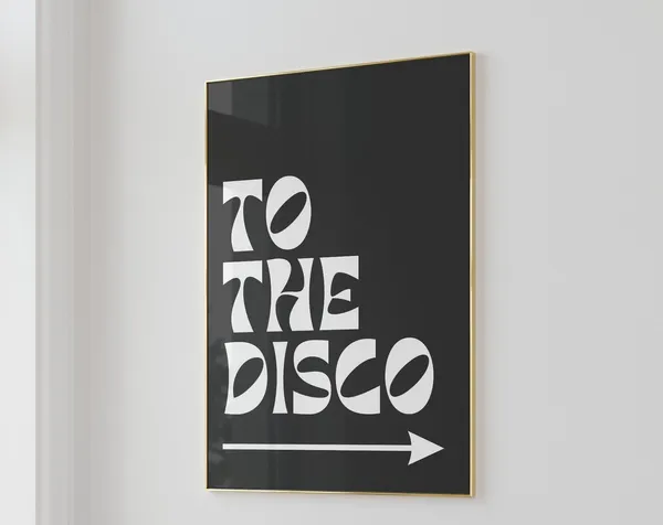 Disco Ball Typography Poster, Groovy Mirror Ball