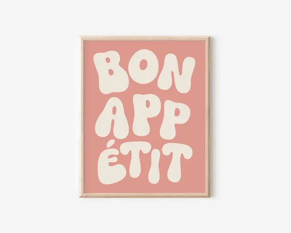 Bon Appetit Typography Kitchen Wall Art Print