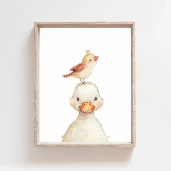 Baby Duck Watercolor Art Print, Nursery Decor