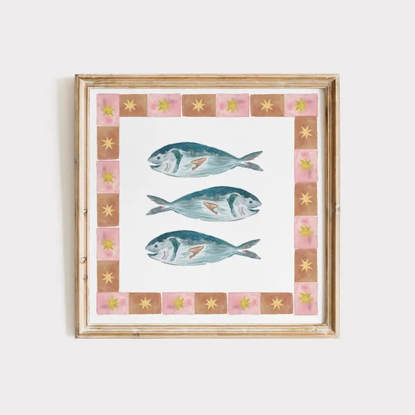 Retro Celestial Sardines Art Print, Kitchen Decor