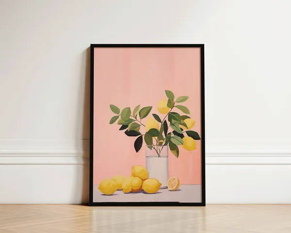Lemon Print Kitchen Wall Art, Mid-Century Poster