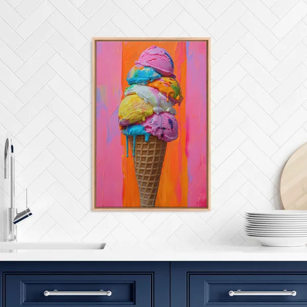Pop Art Ice Cream Cone, Kitchen Wall Art Print