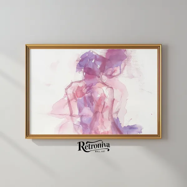 Abstract Couple In Love Watercolor Art Print